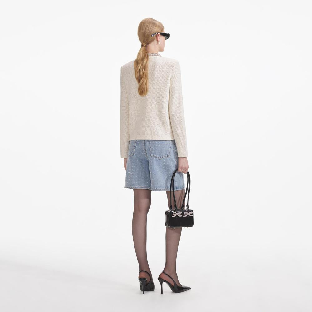 SP VIP PRICE Cream Textured Knit Embellished Cardigan