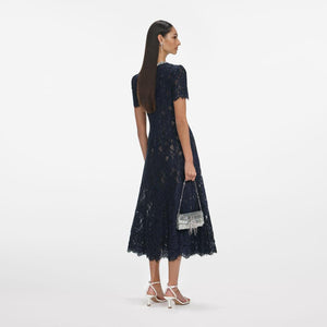 SP VIP PRICE Navy Lace Embellished Midi Dress