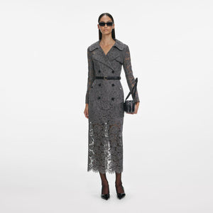 SP VIP PRICE Grey Floral Lace Midi Dress