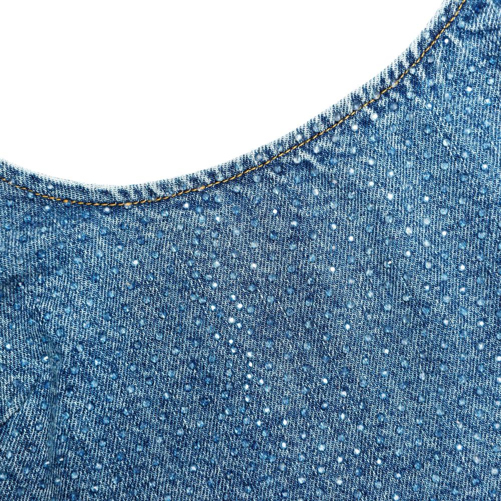 SP VIP PRICE Rhinestone Denim Crop Top