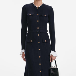 SP VIP PRICE Navy Viscose Knit Midi Dress