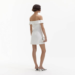 SELF PORTRAIT BLACK FRIDAY SALE White Bow Crepe Mini Dress