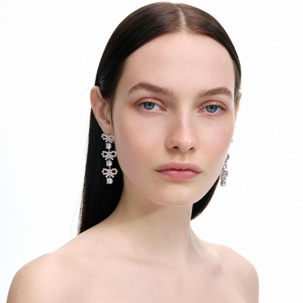 SP VIP PRICE Micro Bow Crystal Tiered Earrings