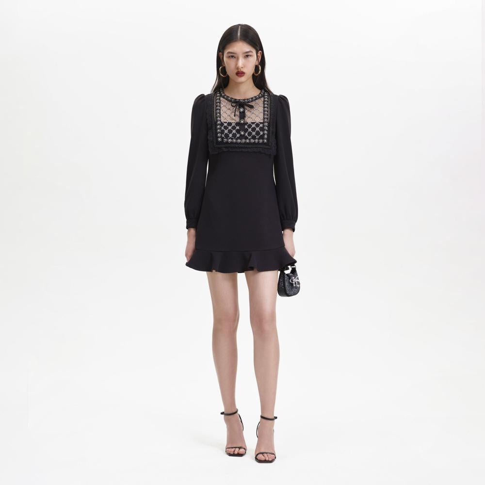 SELF PORTRAIT BLACK FRIDAY SALE Black Crepe Embellished Tunic