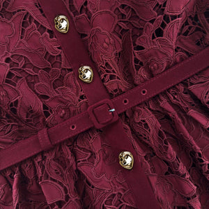 SP VIP PRICE Burgundy Lace Collared Midi Dress