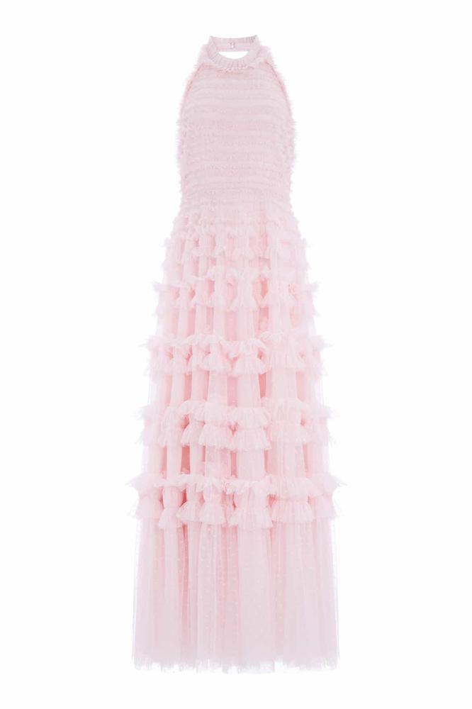 Needle & Thread CYBER SALE Lisette Ruffle Halter Neck Gown - pink