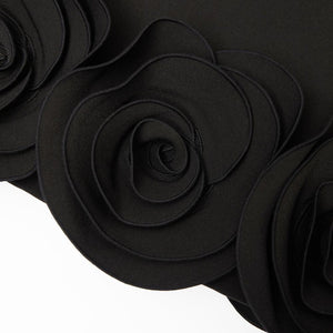 SP VIP PRICE Black Crepe 3D Flower Mini Dress
