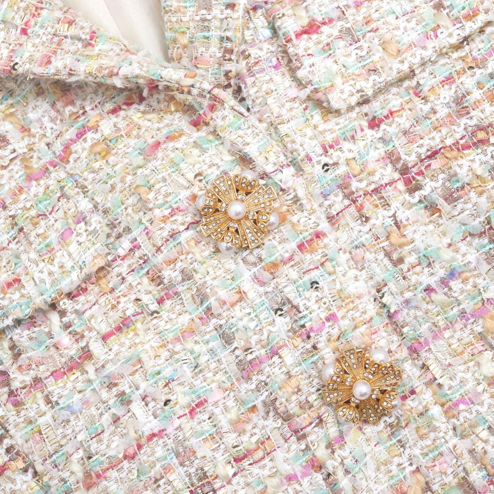 SELF PORTRAIT SS24 Pastel Boucle Tailored Mini Dress