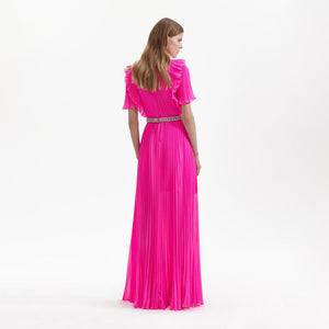 SELF PORTRAIT BLACK FRIDAY SALE Pink Chiffon Diamante Maxi Dress