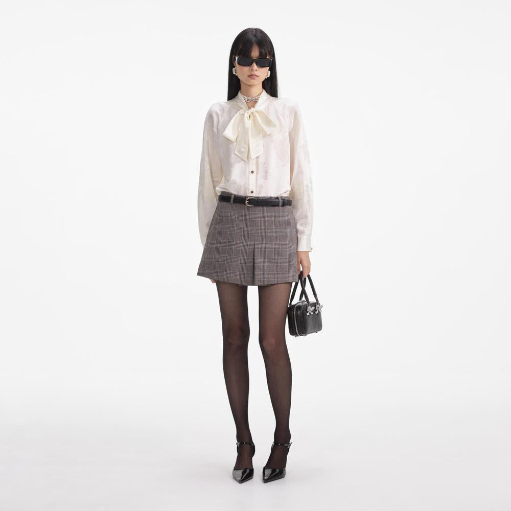 SELF PORTRAIT SS24 Cream Jacquard Blouse