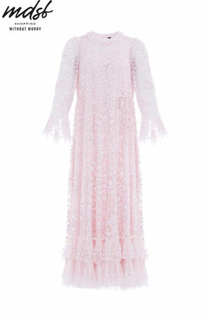 Needle & Thread CHRISTMAS SALE Celia Long Sleeve Ankle Gown - pink