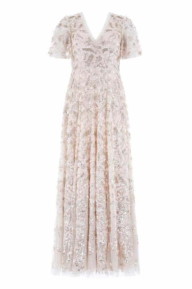 Needle & Thread SPRING/SUMMER Trailing Bow Gown - champagne