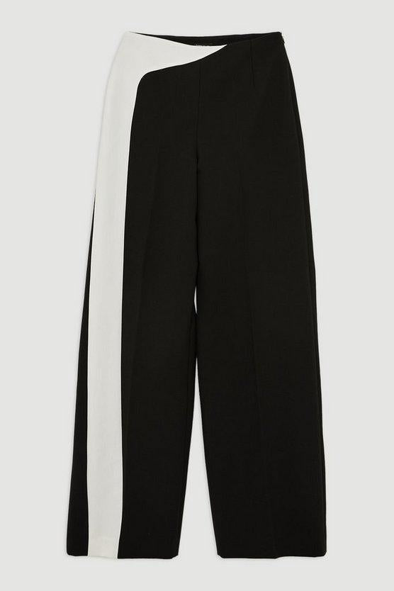 Karen Millen UK SALE Clean Tailored Colour Block Wide Leg Trousers
