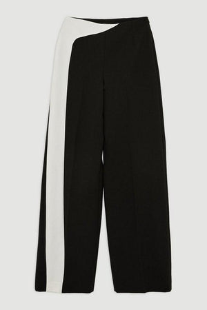 Karen Millen UK SALE Clean Tailored Colour Block Wide Leg Trousers