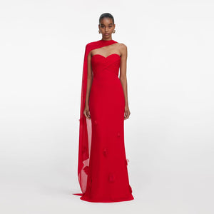 SP VIP PRICE Red Georgette Flower Maxi Dress