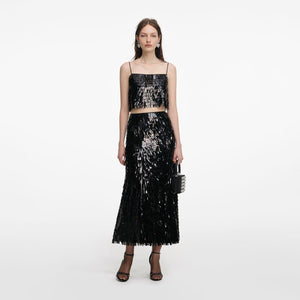 SP VIP PRICE Black Sequin Midi Skirt