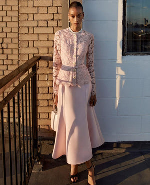 SP VIP PRICE Pink Tailored Lace Midi Dress