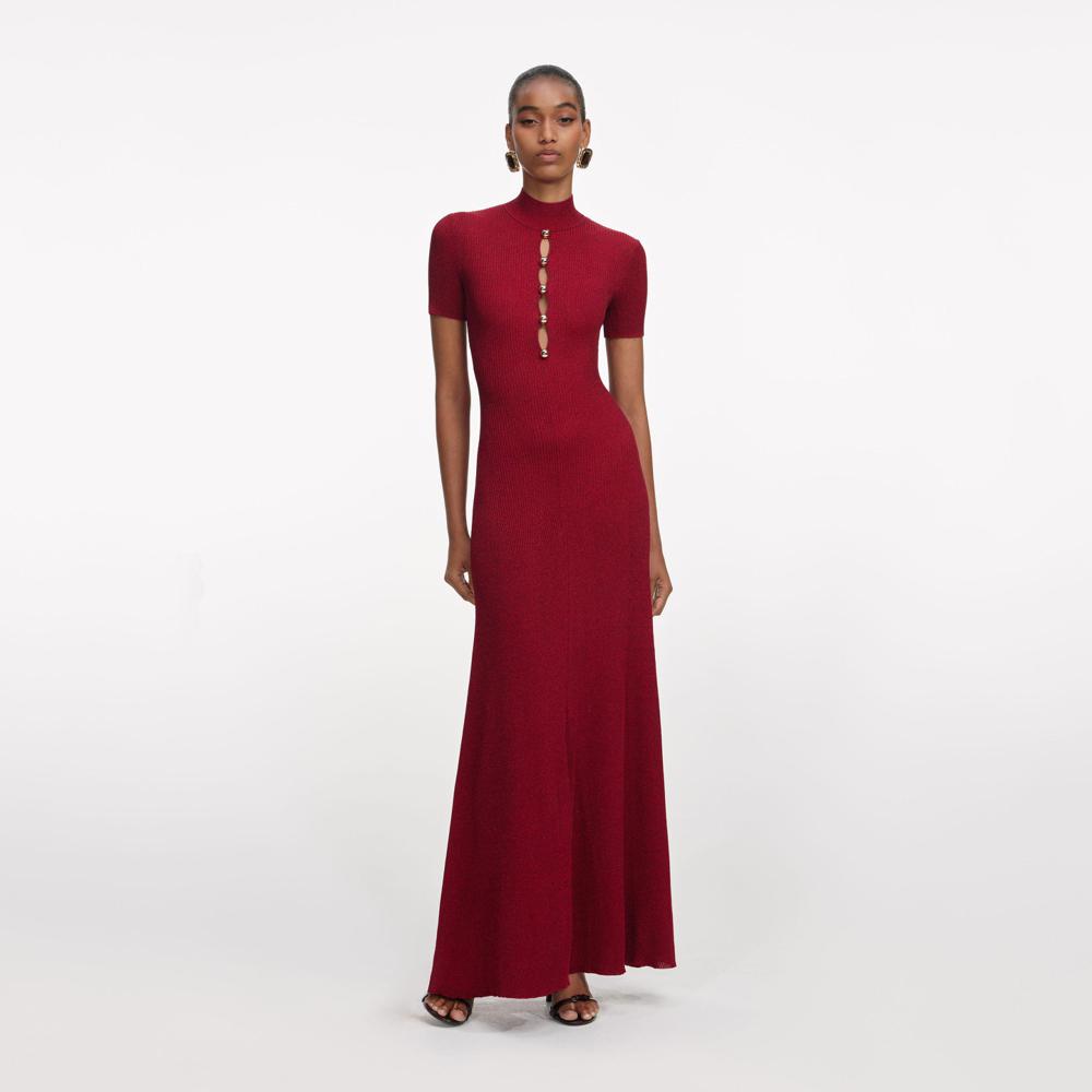 SP VIP PRICE Red Lurex Knit Maxi Dress