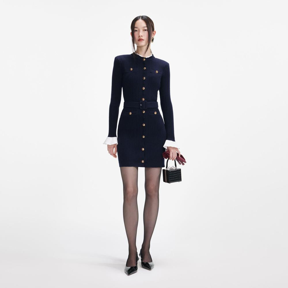 SP VIP PRICE Navy Viscose Knit Mini Dress