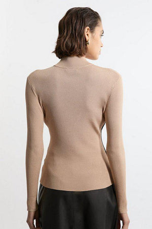 Karen Millen UK SALE Slinky Rib Knit Colour Block Top