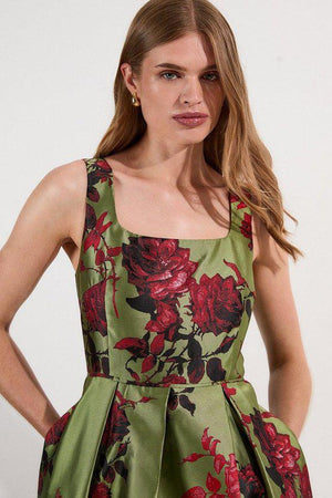Karen Millen UK SALE Lydia Millen Floral Jacquard Corseted Woven Maxi Dress