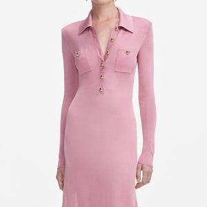 SP VIP PRICE Pink Viscose Knit Midi Dress