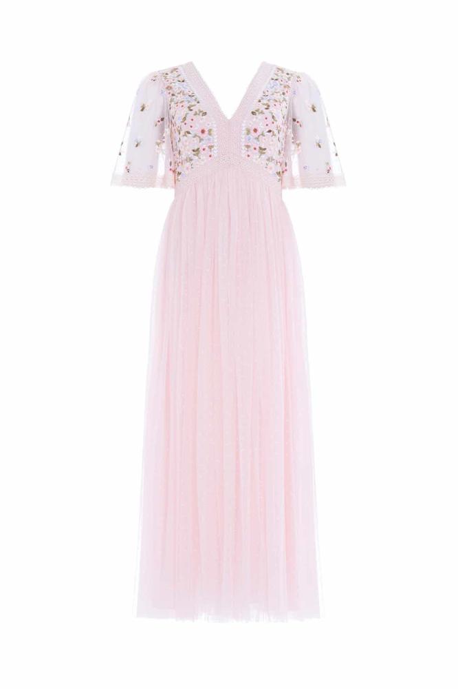 Needle & Thread CYBER SALE Garland Ribbon Bodice Ankle Gown - pink