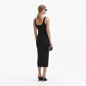 SELF PORTRAIT BLACK FRIDAY SALE Black Crepe Bow Midi Dress