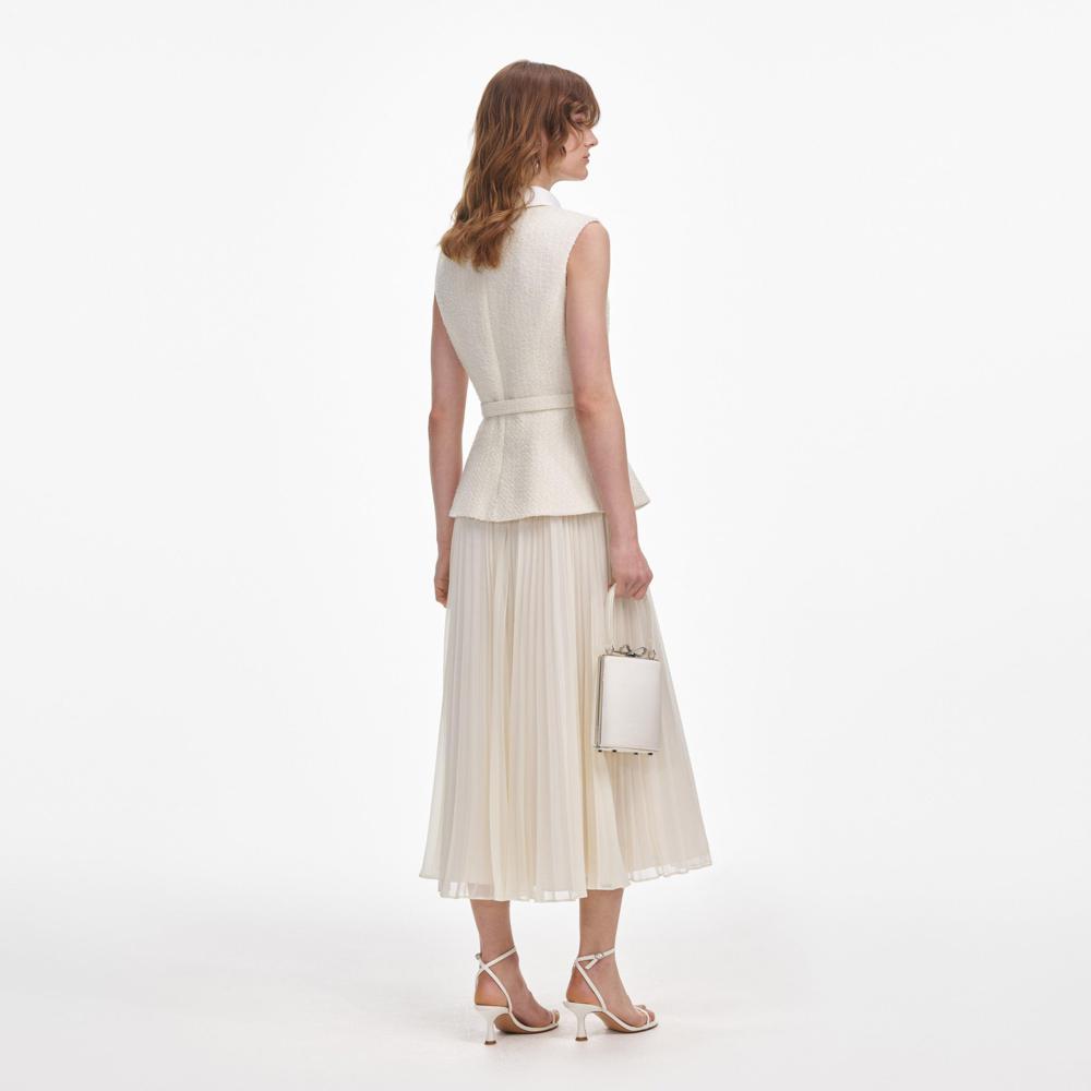 SP VIP PRICE Cream Boucle Sleeveless Midi Dress