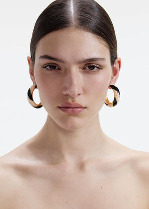 SP VIP PRICE Black And Gold Pearl Hoop Earrings