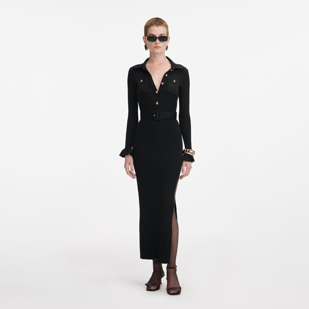 SP VIP PRICE Black Ribbed Knit Maxi Dress