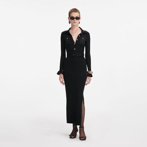 SP VIP PRICE Black Ribbed Knit Maxi Dress