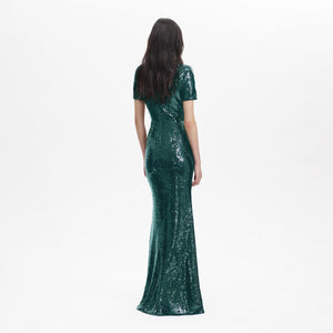 SELF PORTRAIT BLACK FRIDAY SALE Teal Sequin Maxi Dress