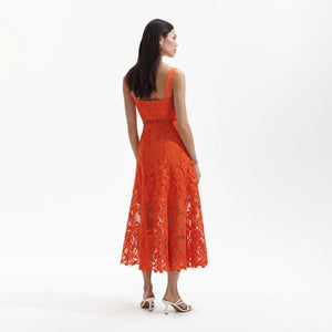 SELF PORTRAIT BLACK FRIDAY SALE Orange Lace Midi Dress