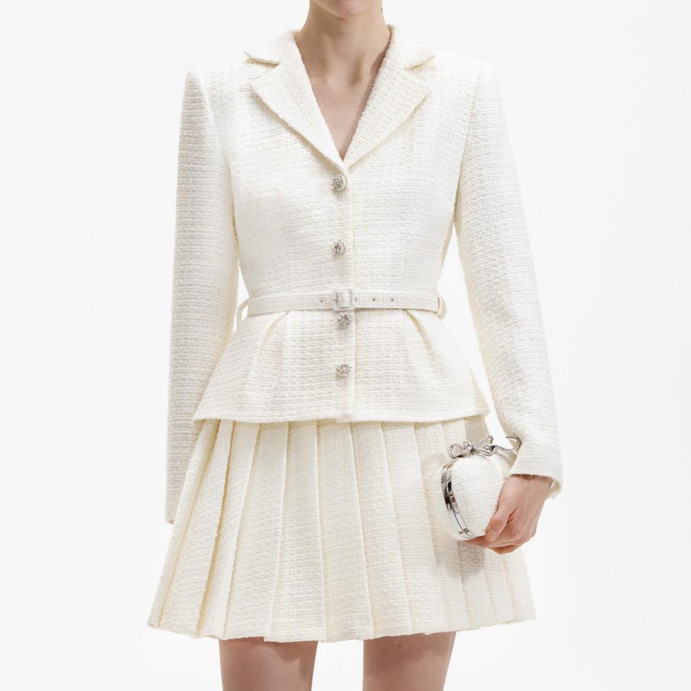 SELF PORTRAIT BLACK FRIDAY SALE Cream Boucle Mini Jacket Dress