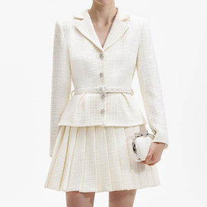 SELF PORTRAIT BLACK FRIDAY SALE Cream Boucle Mini Jacket Dress