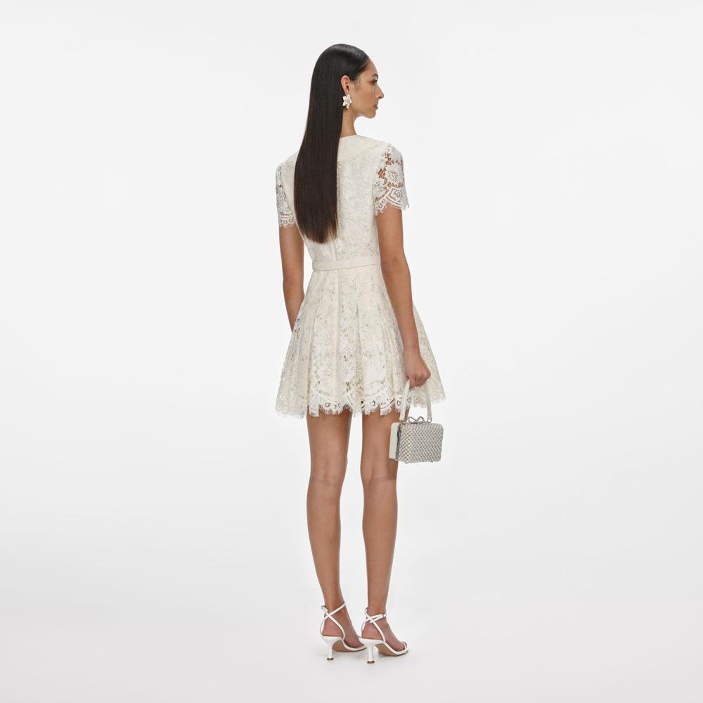 SP VIP PRICE Cream Floral Lace Mini Dress