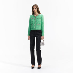 SELF PORTRAIT BLACK FRIDAY SALE Green Boucle Jacket