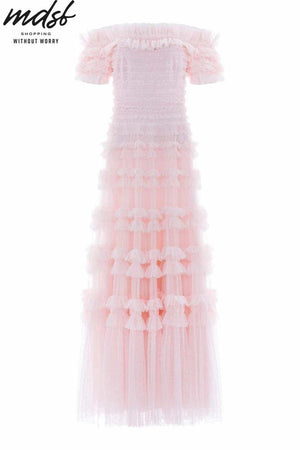 Needle & Thread CHRISTMAS SALE Lisette Ruffle Off Shoulder Gown - pink