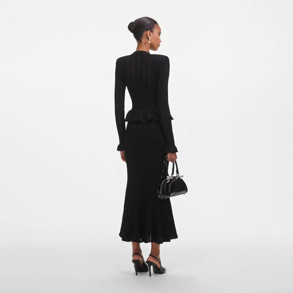 SP VIP PRICE Black Knit Peplum Midi Dress