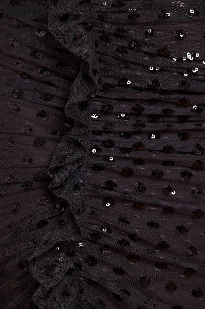 Needle & Thread SUMMER SALE Dotty Rouched One-Shoulder Ballerina Dress - black