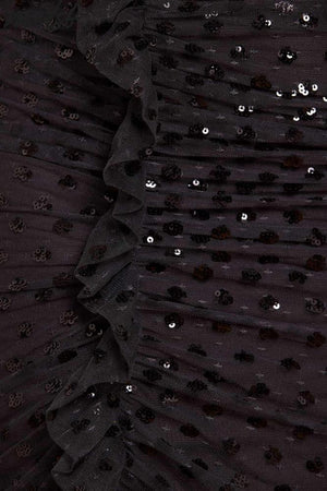 Needle & Thread SUMMER SALE Dotty Rouched One-Shoulder Ballerina Dress - black