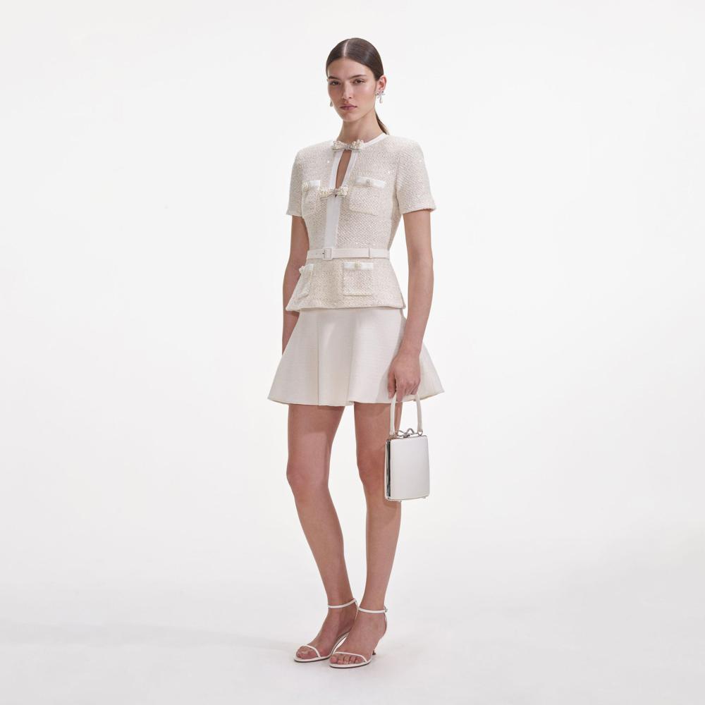 SP VIP PRICE Cream Sequin Knit Mini Dress