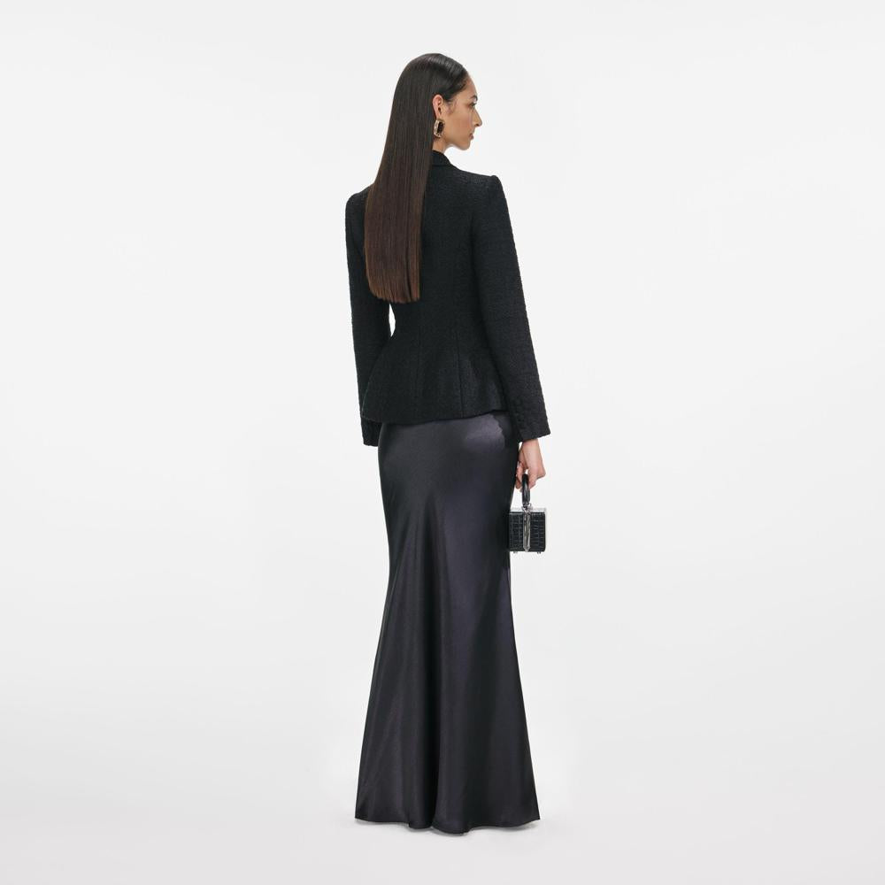 SP VIP PRICE Black Tailored Boucle Maxi Dress