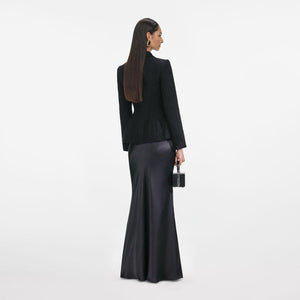 SP VIP PRICE Black Tailored Boucle Maxi Dress