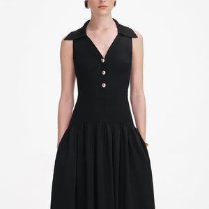 SP VIP PRICE Black Ribbed Knit Midi Dress