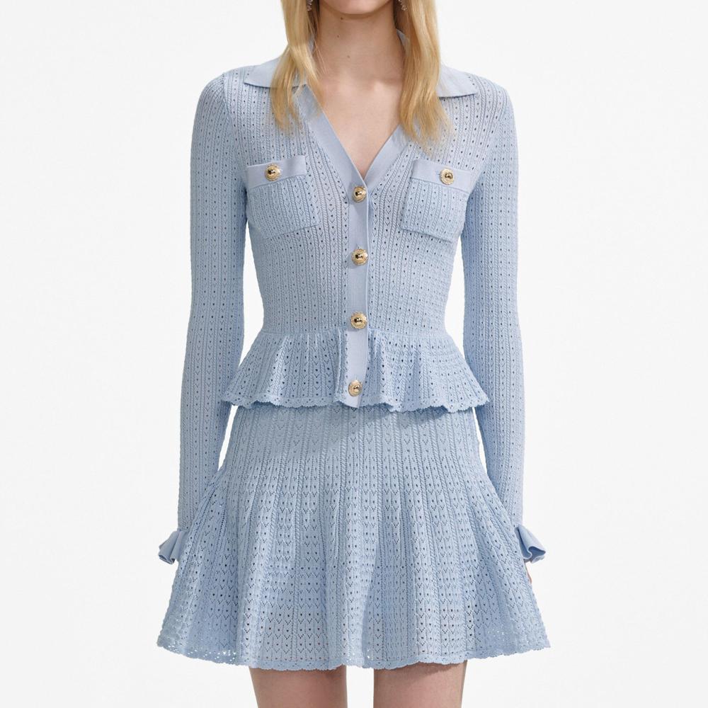 SP VIP PRICE Blue Pointelle Knit Mini Dress
