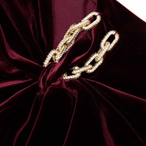 SP VIP PRICE Burgundy Velvet Embellished Mini Dress