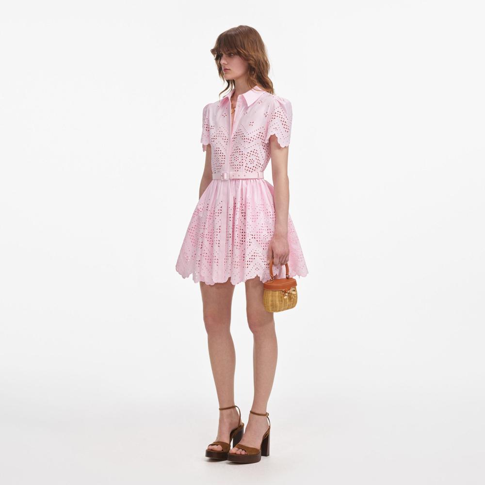 SP VIP PRICE Pink Cotton Broderie Mini Dress