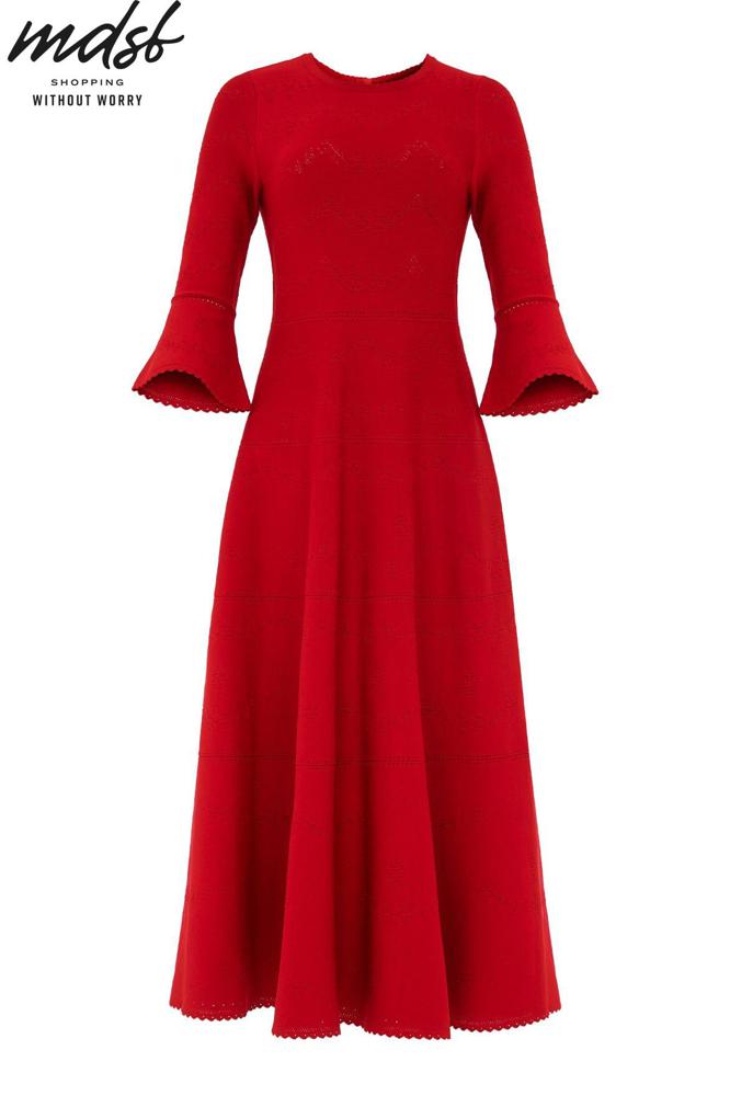 Needle & Thread CHRISTMAS SALE Pretty Pointelle Knit Ankle Gown - red